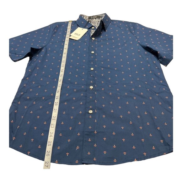 SSLR Shirts Mens S Blue Button Down Anchor Print Short Sleeve Nautical Sailing - Picture 3 of 7